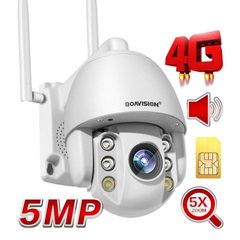 4G камера видеонаблюдения с СИМ картой поворотная PTZ c 5X зумом Baovision 4G50M24AS, 5 мегапикселей, уличная, 3G