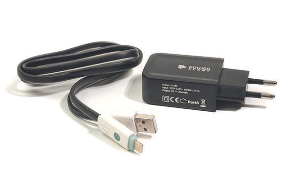 Купить Сетевое зарядное устройство для PowerPlant W-280 USB 5V 2A Lightning LED (SC230020) в Украине