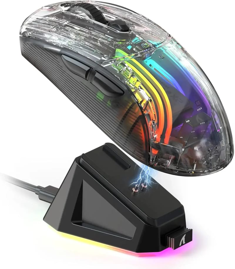 ATTACK SHARK X2 Pro Triple Mode Wireless Transparent Shell Gaming Mouse RGB Rechargeable 4000 DPI Re