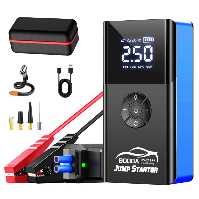 8000amp 180psi Car Jumper Super Compressor Portable 12v Battery Booster Tire Inflator 8000a Jump Sta