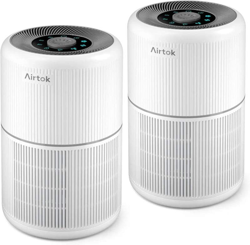2 Pack Air Purifier with H13 HEPA Filter for Smoke, Dust, Odors - Quiet Operation, White Color