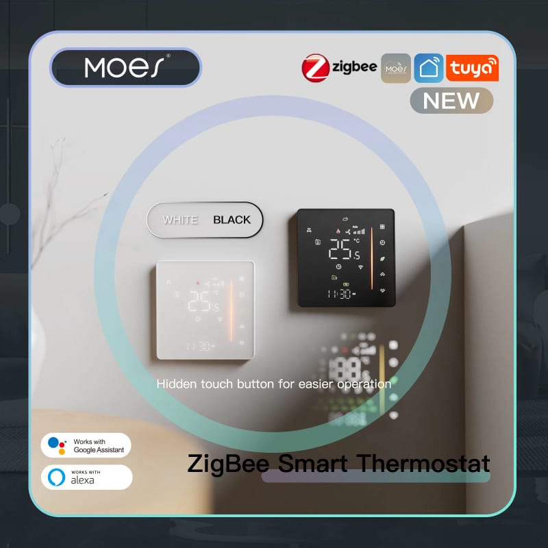 MOES Zigbee Thermostat Room Temperature Controller of Water/Electric Floor Heating Gas Boiler Humidi