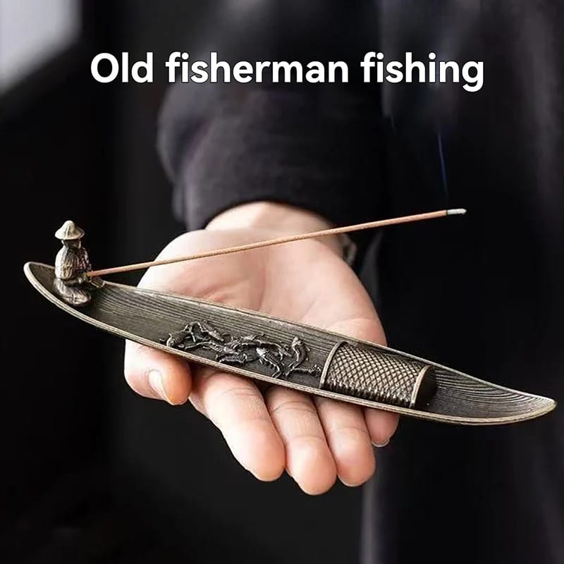 Fashionable Small Boat Incense Burner Fishing Old Man Style Incense Burner Home Indoor Sandalwood In
