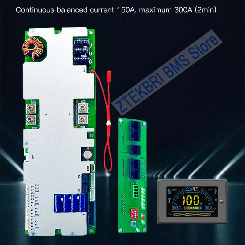 JKBMS Active Balancer Home Storage Energy Lifepo4 Smart BMS with LCD Screen Blue tooth   for 16S 100