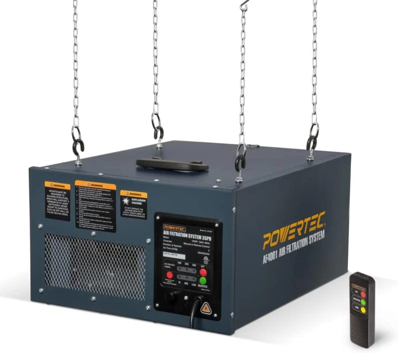 3-Speed Remote Air Filtration System, Hanging Filter for Woodworking & Dust Collector, Garage Worksh