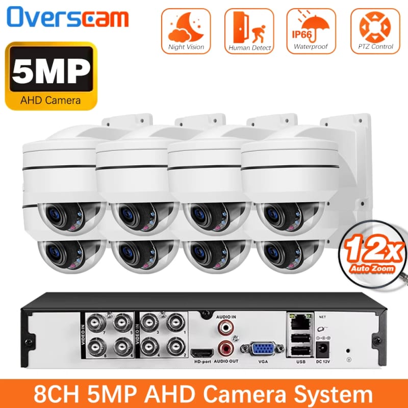 12X Zoom 5MP AHD PTZ Dome Camera Video Surveillance System 8CH 5MP AHD DVR Kit Outdoor CCTV Camera P