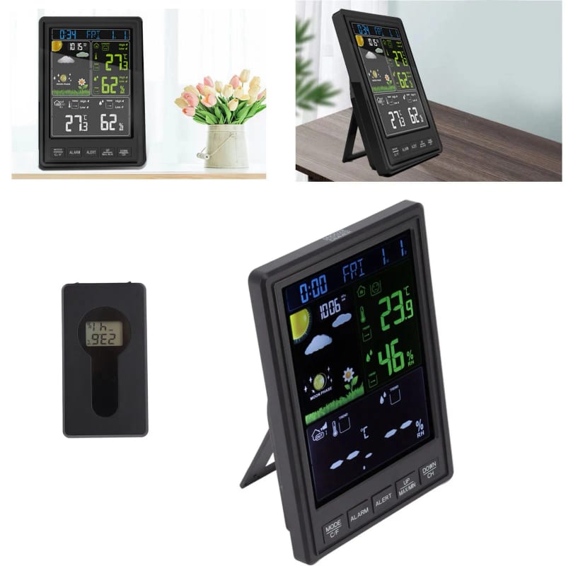 Weather Stations Wireless Indoor Outdoor Color Display Black — приклад для огляду, фото 3