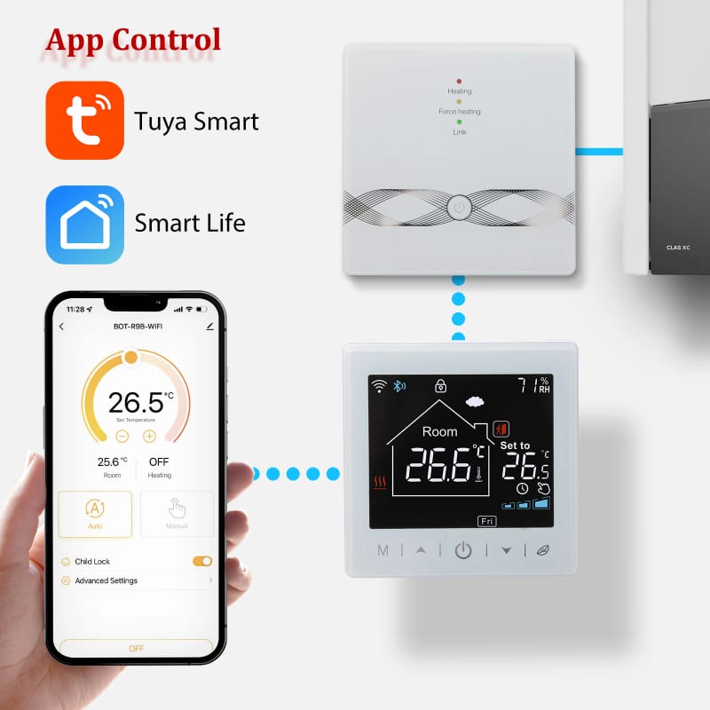 Wifi Thermostat Tuya Smart Home Wireless Battery Room For Gas Boiler Water Heating Temperature Cont