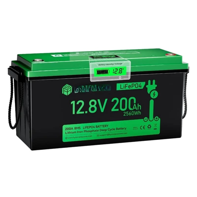 12V 200Ah LiFePO4 Lithium Battery with 2560Wh Energy, Built- — ілюстрація до статті