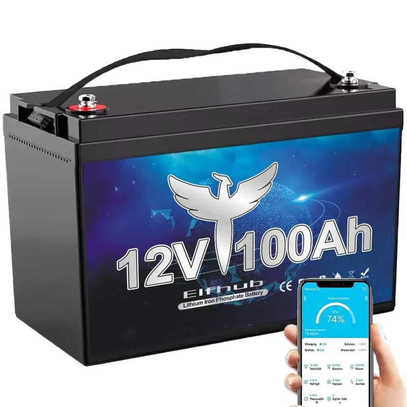 12V 100AH LiFePO4 Lithium Battery with Bluetooth, Max.1280Wh — приклад для огляду, фото 3