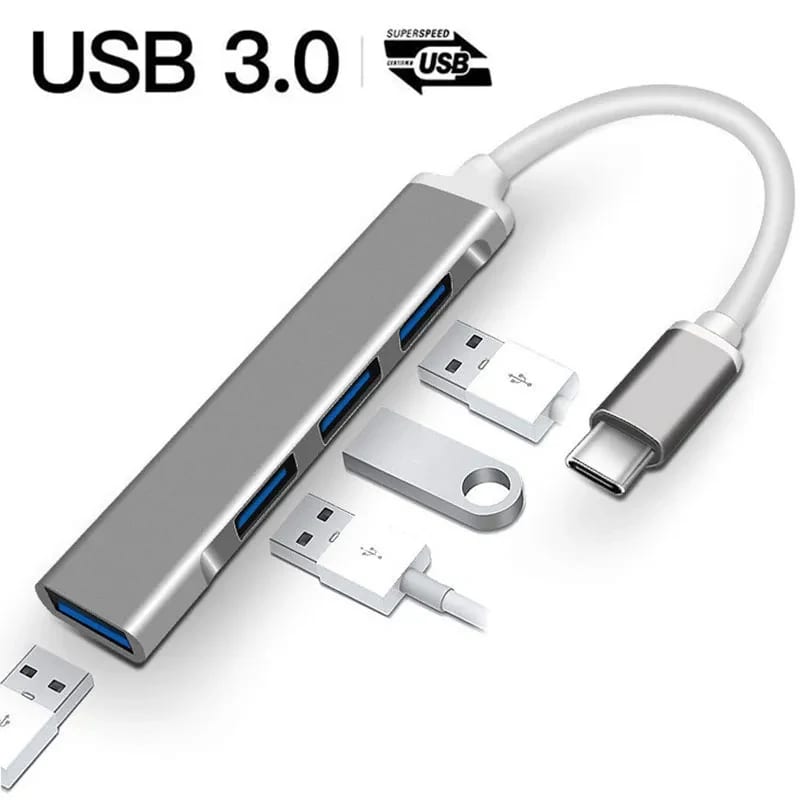 4 Ports USB 3.0 HUB TYPE-C HUB Multi USB Splitter Type-C 5Gbps High Data Transmission USB 3.0 OTG Ad