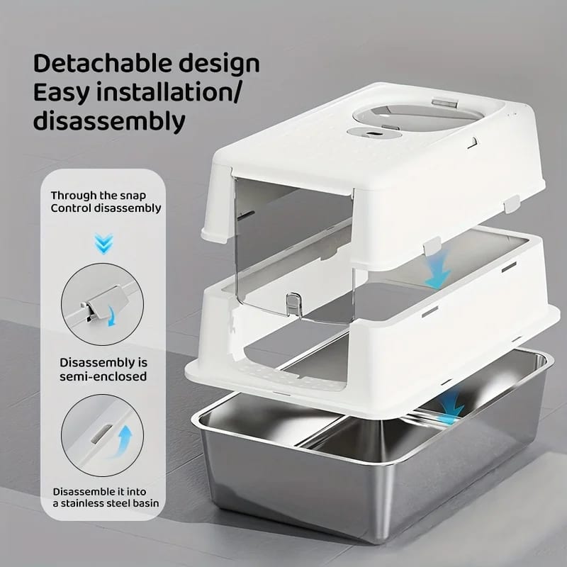 New Stainless Steel Cat Litter Box with Flip Cover Closed De — приклад для огляду, фото 3