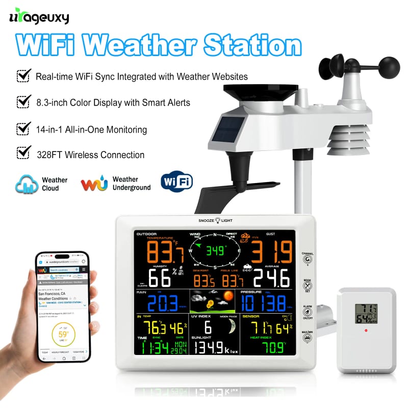 WiFi Weather Station Indoor Outdoor Solar Wireless Sensors D — приклад для огляду, фото 3