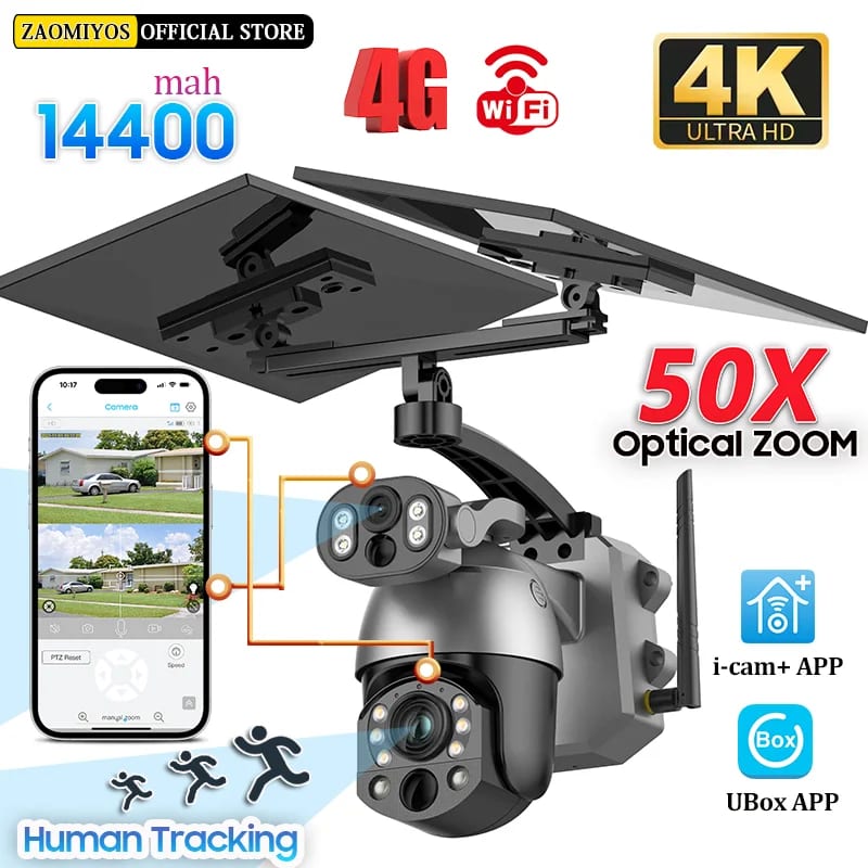 4K 50X ZOOM 10MP Solar Camera 4G SIM 360° Outdoor Dual Lens — приклад для огляду, фото 3