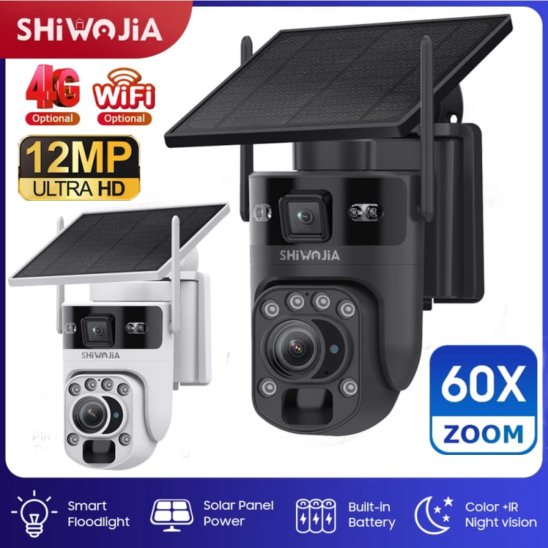 SHIWOJIA 6K 12MP 4G SIM Solar Battery Security Camera 60X ZO — ілюстрація до статті
