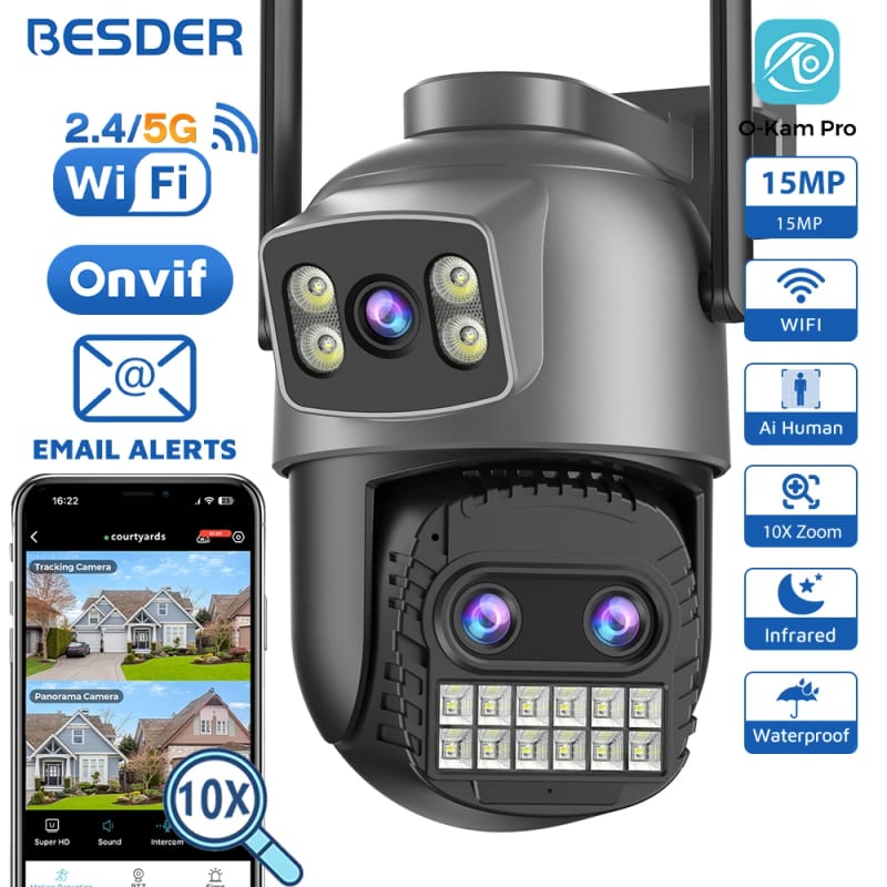 BESDER 15MP Wifi Camera Outdoor Dual Screen 10X Digital Zoom — приклад для огляду, фото 3