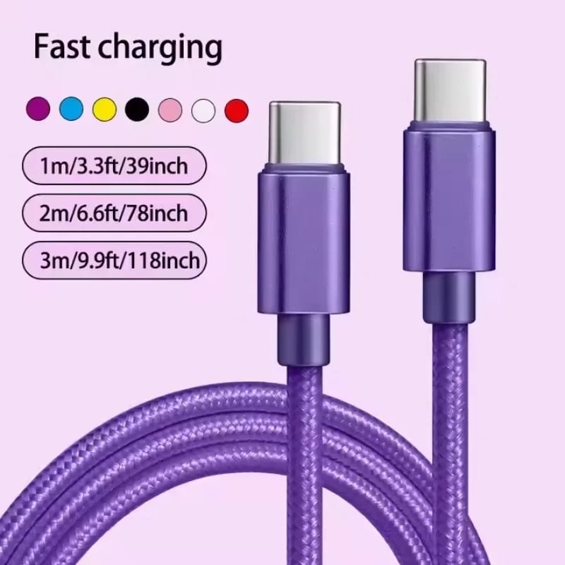 66W Nylon Braided 1m 2m 3m Usb C Fast Charging Cable for Iph — приклад для огляду, фото 3