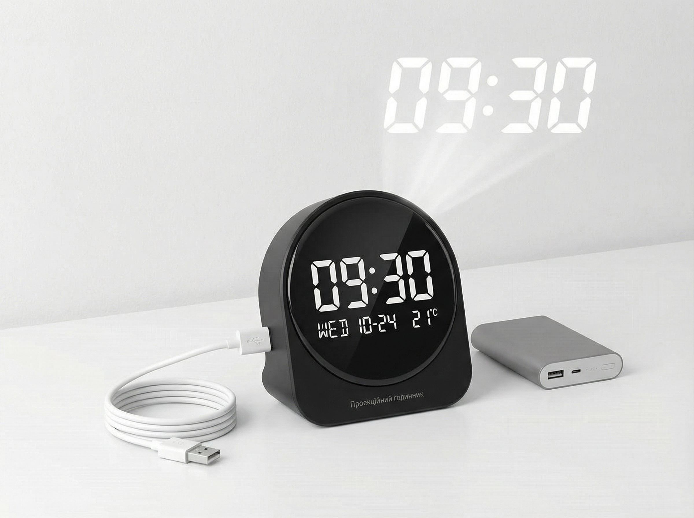 Проекційний годинник Digital Projection Alarm Clock Rechargeable LED USB Charger